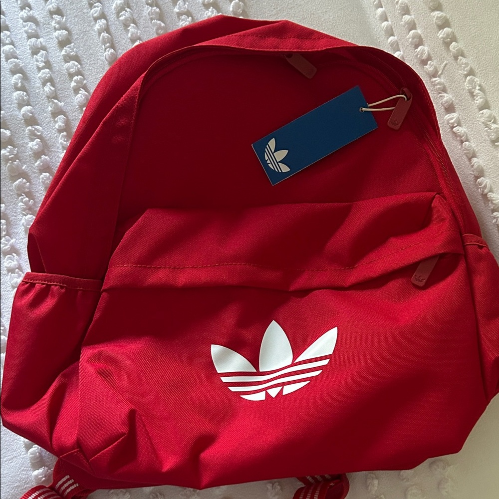Adidas Bold Red Backpack with Trefoil Emblem